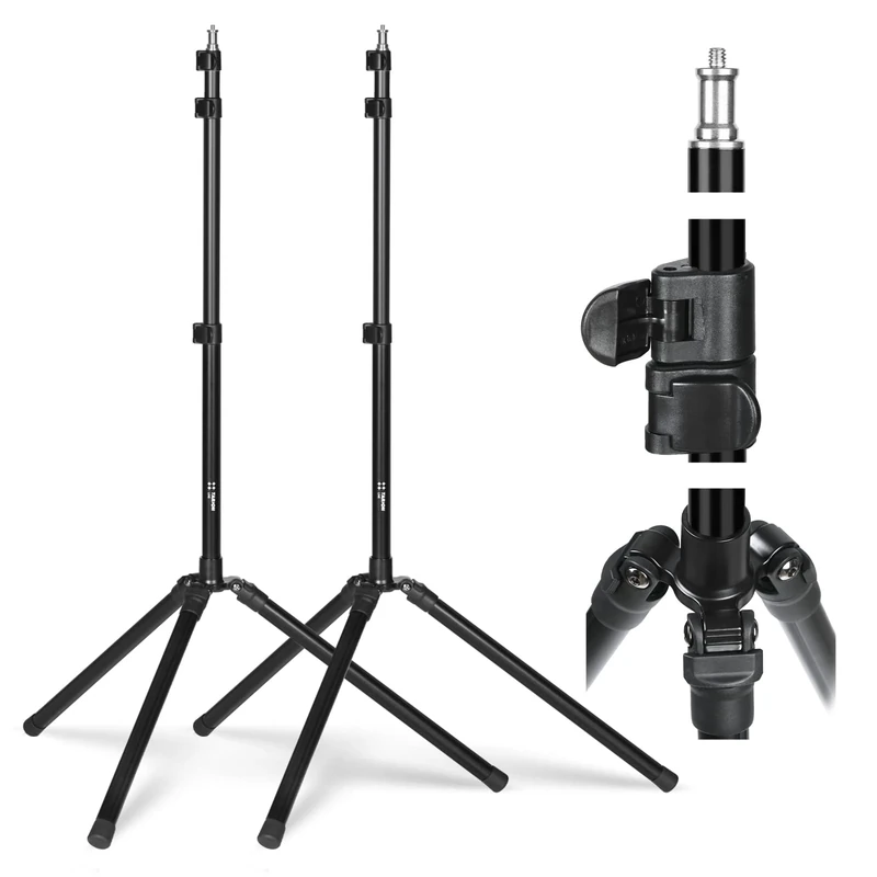 TARION Reverse Studio Lighting Stand - 2PCS 200cm Foldable Light Stand Aluminum Photography Tripod Stand Lightweight with Carry Bag for Flash Reflector Umbrella Softbox Ring Light Backdrop FLS-20T