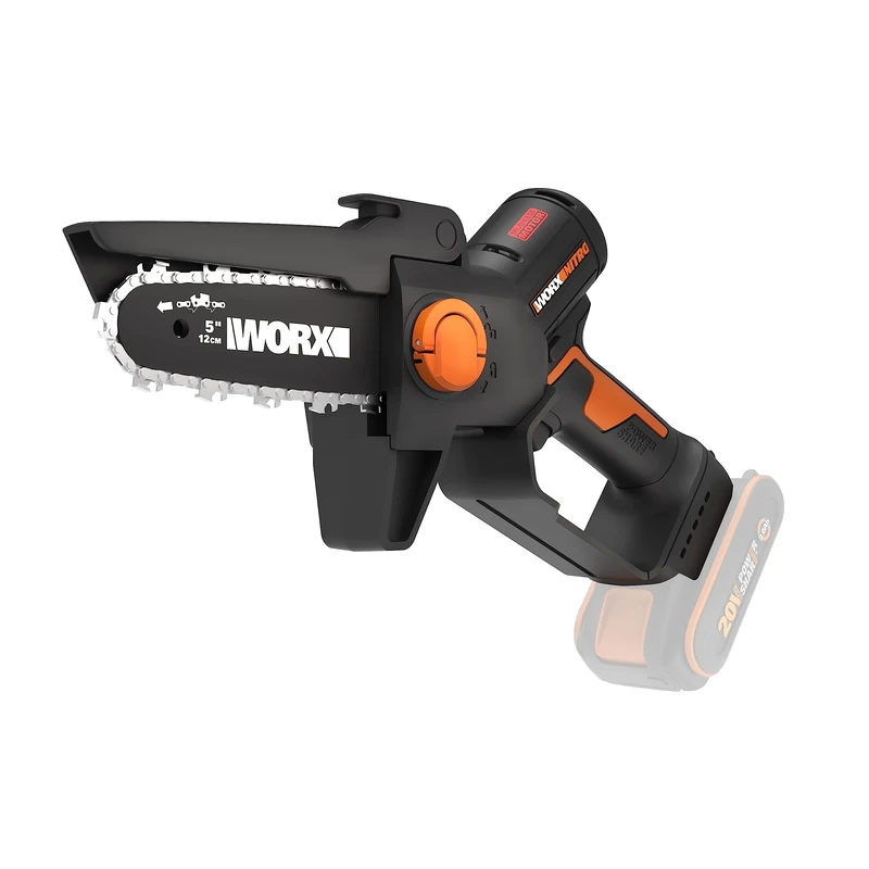 WORX WG325E.9 Nitro Professional Mini Cordless Chainsaw 20 V - One-Handed Branch Saw - Powerful Brushless Motor - 12 cm Blade Length - Lightweight and Compact - Automatic Chain Lubrication - Without