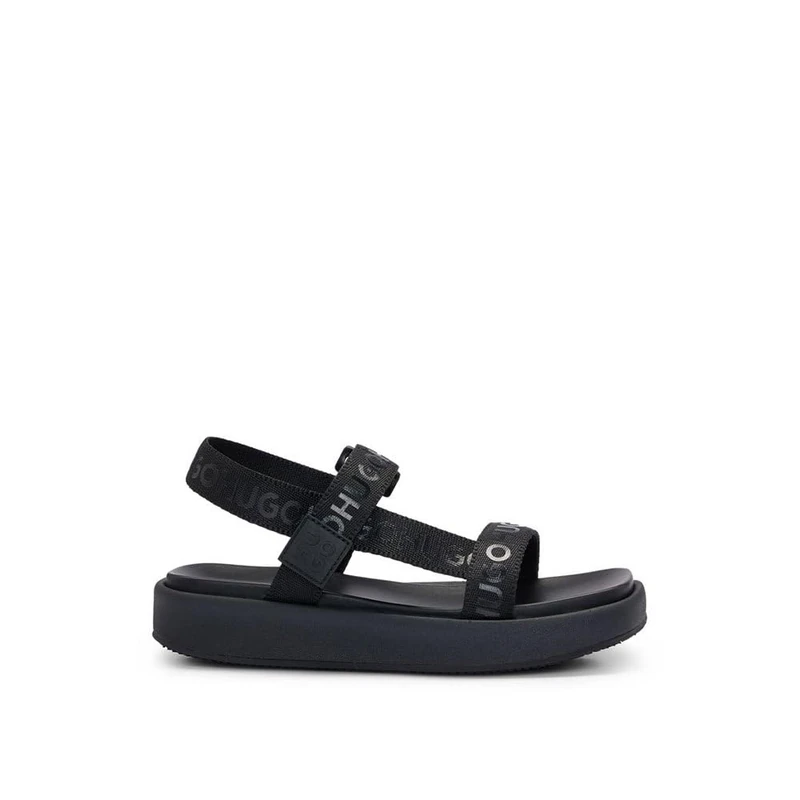 HUGO Women's Emma_strapsandal_wb Sandal, Black 1, 2.5 UK