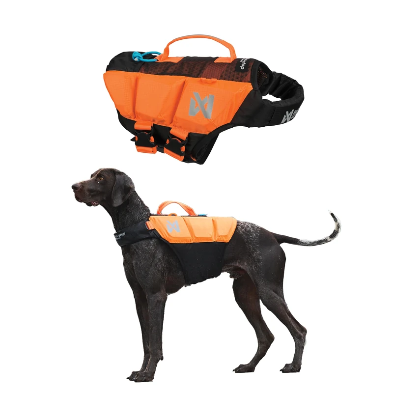 Non-Stop Dogwear Protector Life Jacket for Dogs, Black/Orange, Size 7