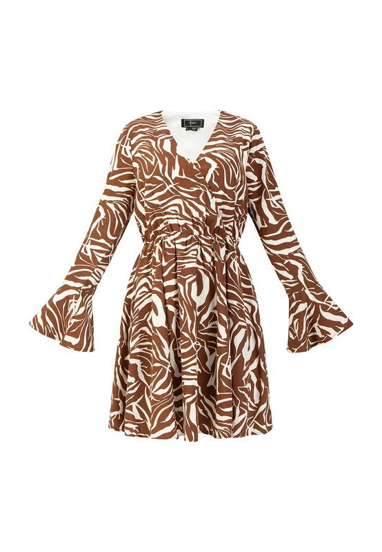 faina Women's Zebra Print Dress, Brown White, M