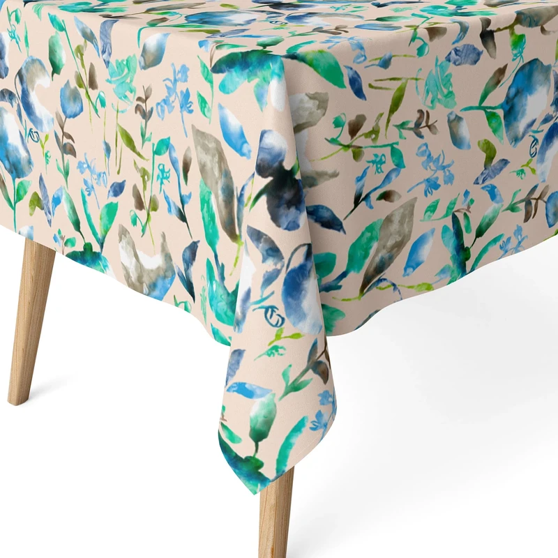 Martina Home Blue Watercolour Resin Coated Tablecloth 140cm x 140cm