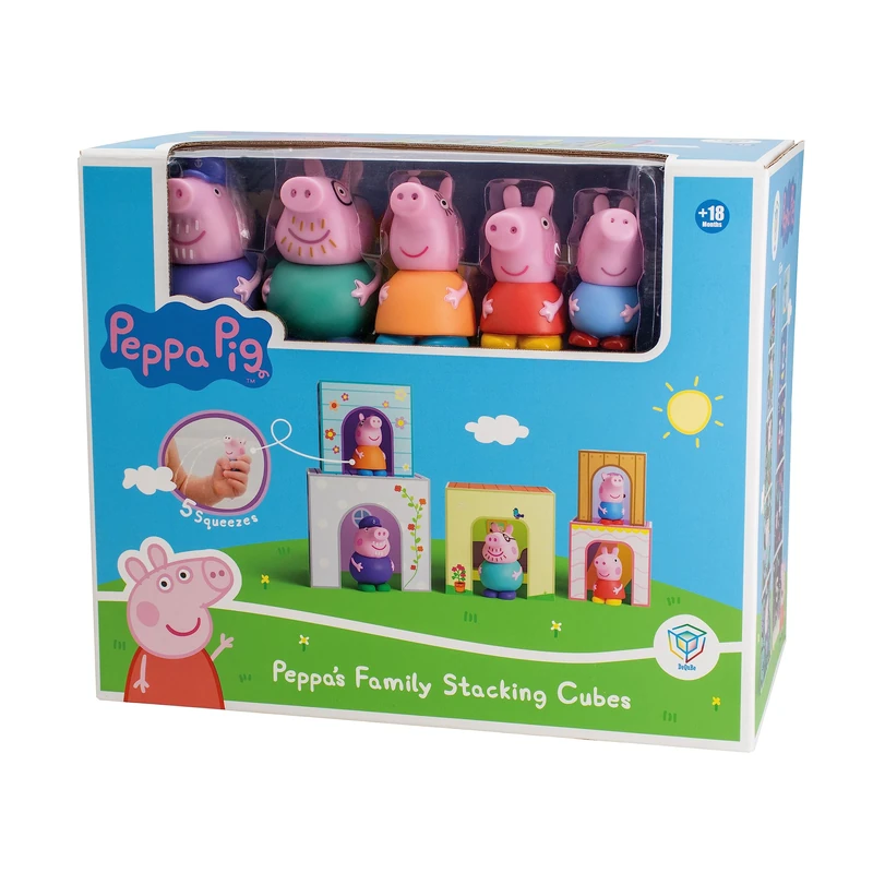 DEQUBE Peppa Pig - 5 Stackable Cubes and 5 Peppa Pig Figures - 2 Toys in 1 921D00064