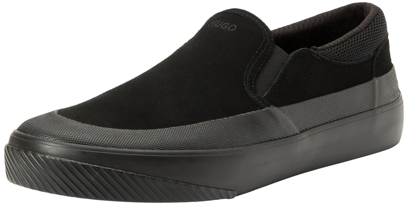 HUGO Mens Dyer Slon Signature-slogan slip-on shoes in suede Size 10