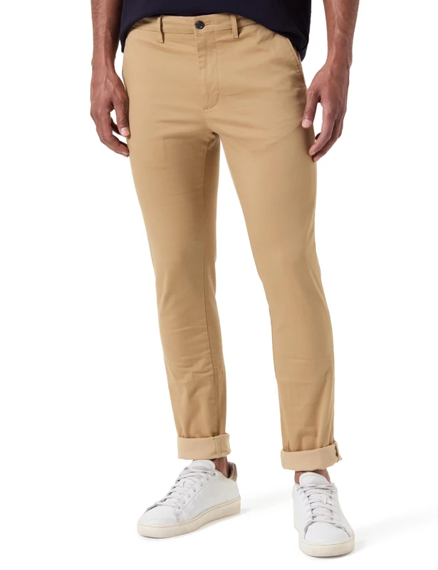 Tommy Hilfiger Men Trousers Bleecker Straight Fit Chino, Green (Classic Khaki), 35W/28L