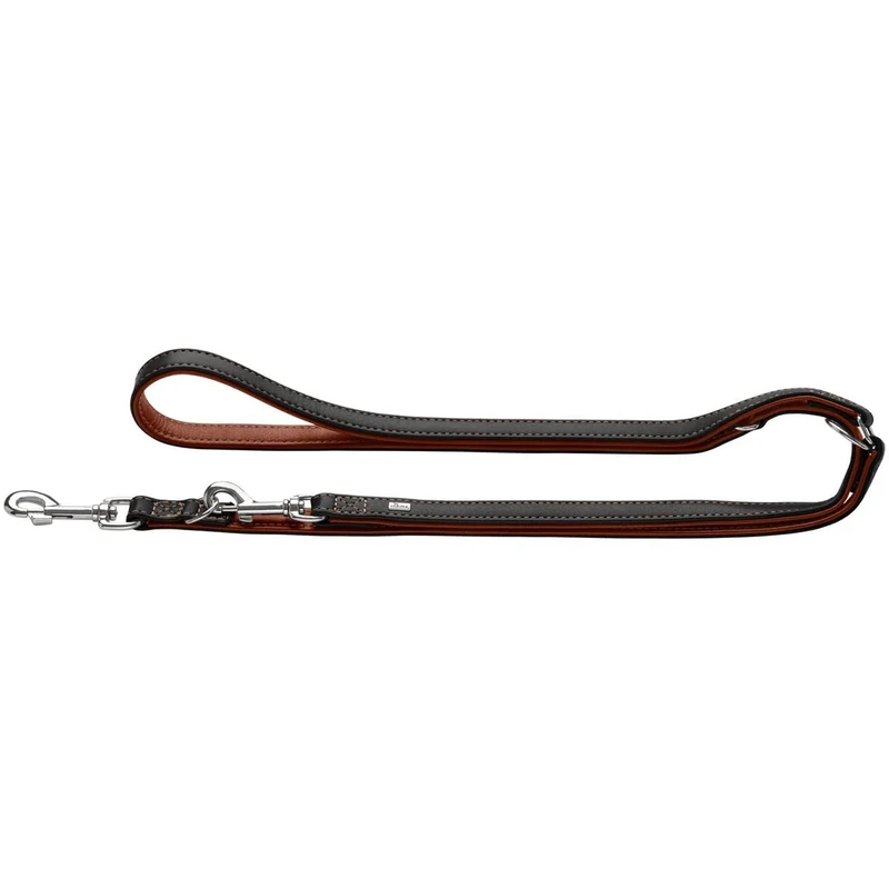 HUNTER Canadian UP Adjustable Dog Lead Black/Cognac Soft Smooth Leather 3-Way Adjustable Sustainable Made in Germany Size 15/200