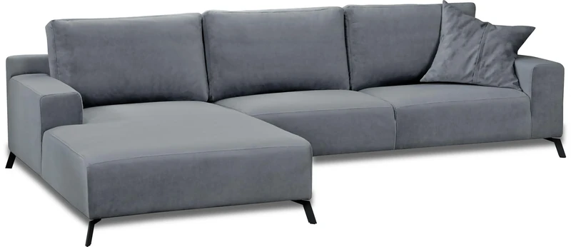 Sofas and More FIRAGO LEFT HAND CORNER SOFA GREY FABRIC VELVET - Image 1
