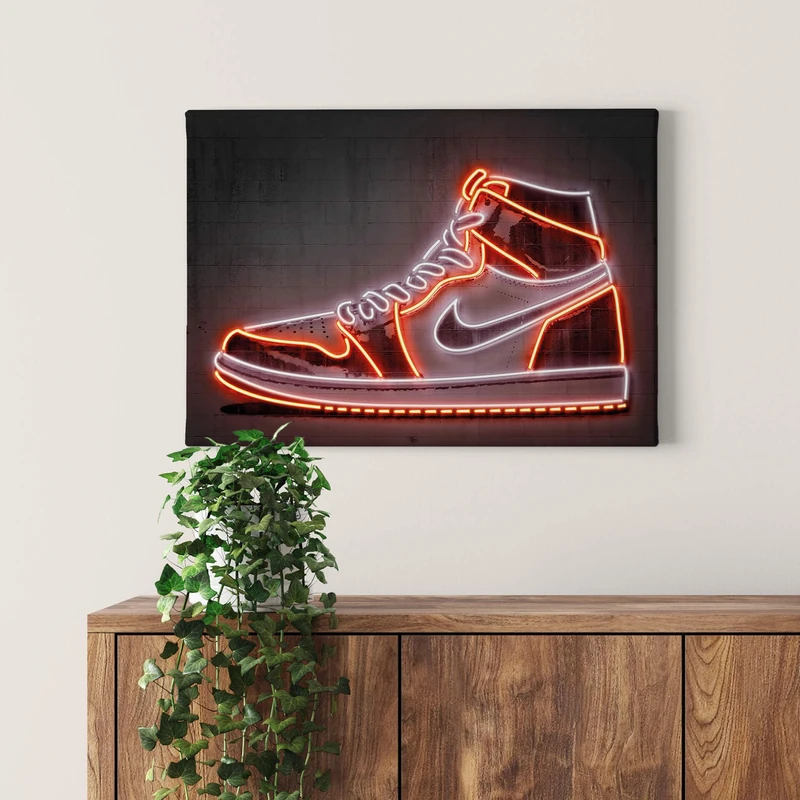 A.S. Création Canvas painting Sneaker - black and red art print - 70x50 cm landscape - wall decor teenager's bedroom - painting on frame - Image 1