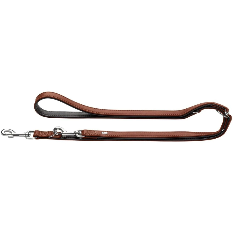 HUNTER Canadian UP Adjustable Dog Lead Cognac/Black Soft Smooth Leather 3-Way Adjustable Sustainable Made in Germany Size: 15/201