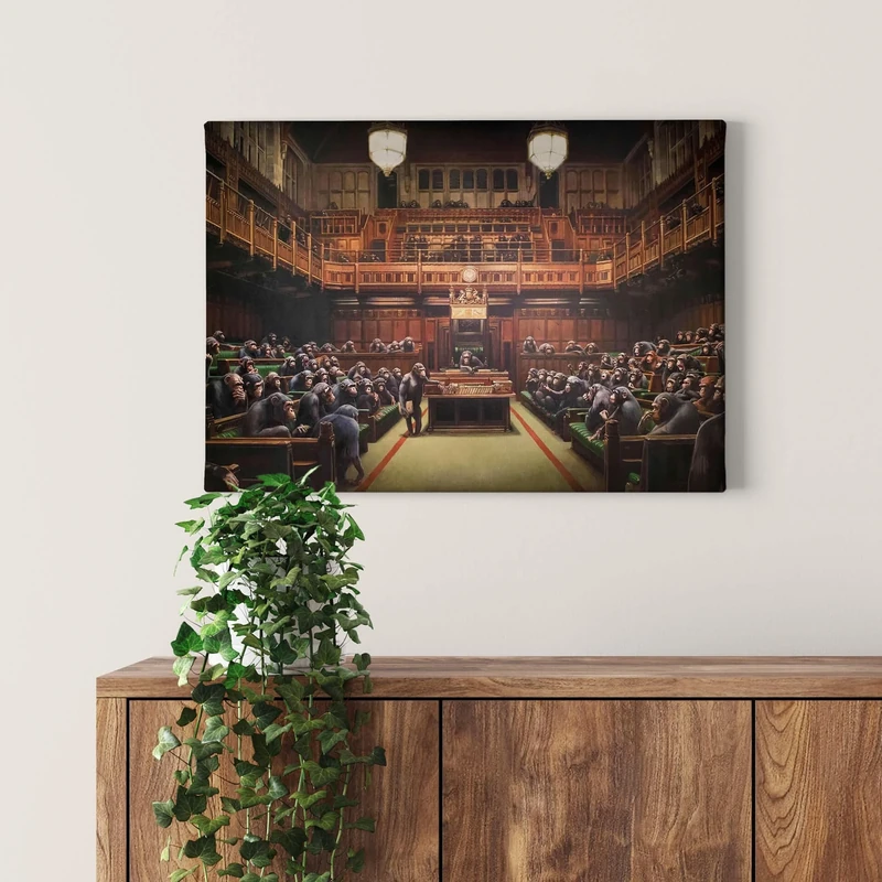 A.S. Création Canvas Painting Monkeys - Brown Art Print - 70x50 cm Landscape - Wall Decoration Living Room - Picture on Frame