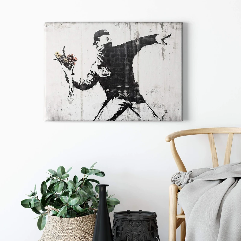 A.S. Création Canvas Artist Painting - Grey Black Art Print - 70x50 cm Landscape - Quality Wall Decor - Picture on Frame - Image 1