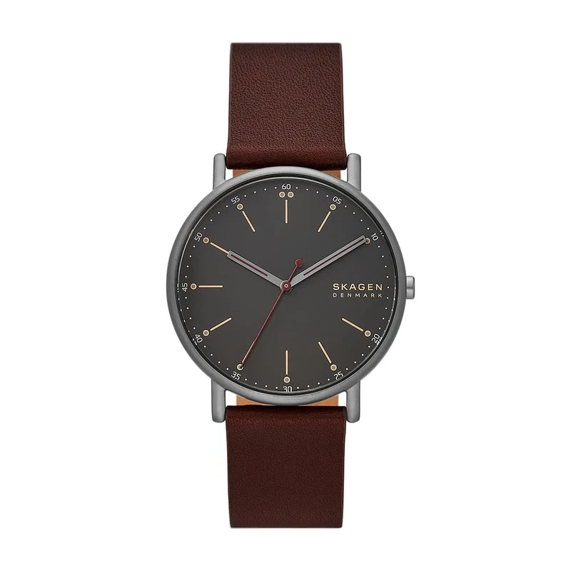 Skagen men's watch signature quartz/3 hand movement 40 mm case size with a leather strap SKW6860