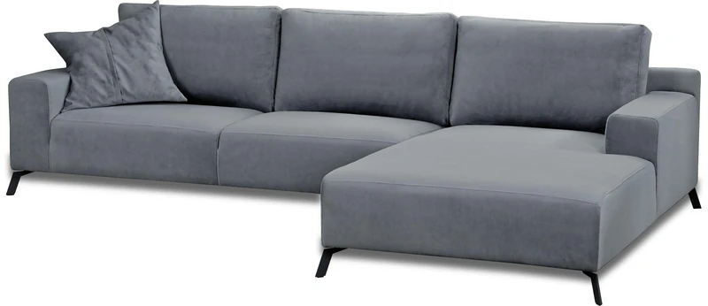 Sofas and More FIRAGO RIGHT HAND CORNER SOFA GREY FABRIC VELVET