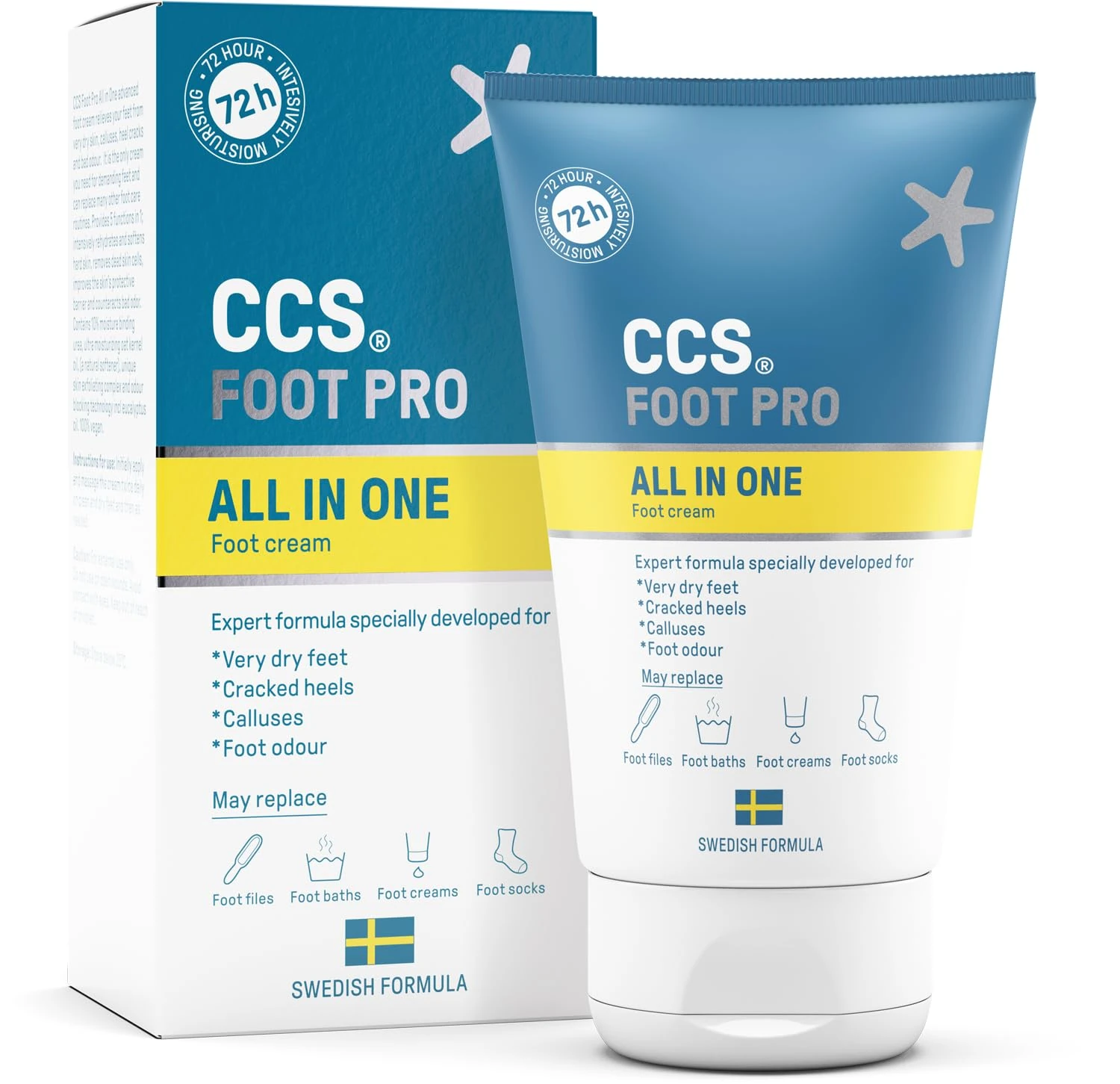 CCS All In One Foot Cream 100ml - Foot Pro Cream for Cracked Heels, Dry Skin & Calluses Feet - Foot Moisturiser - Developed for Very Dry Feet, Cracked Heels, Calluses and Foot Odour