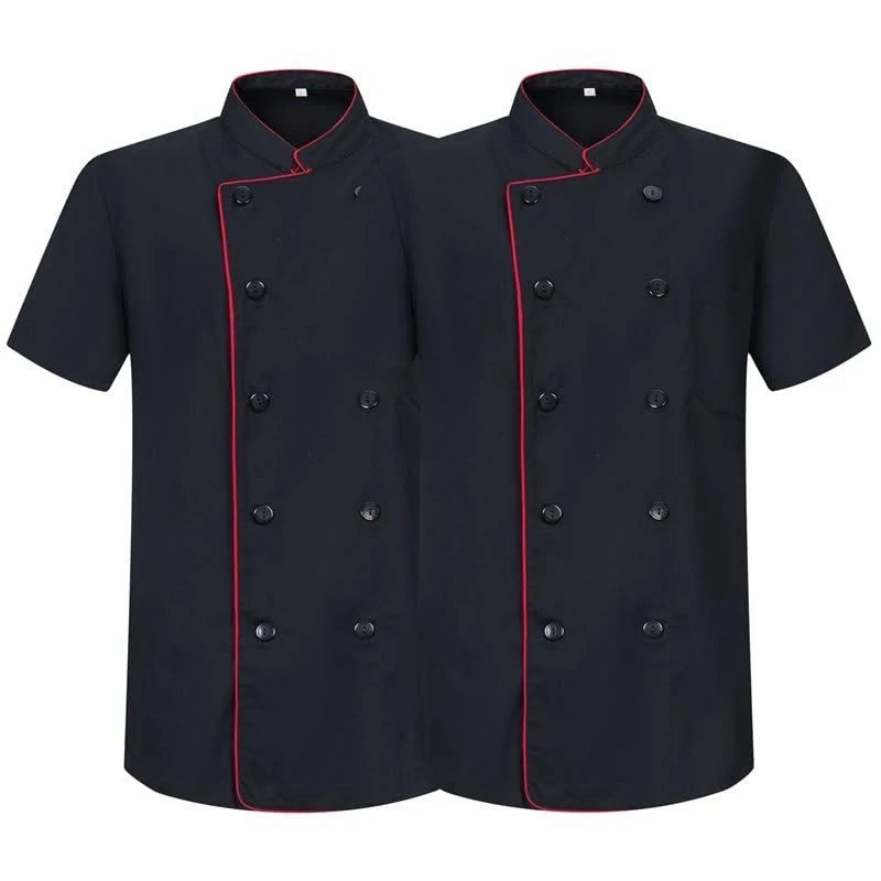 MISEMIYA - Pack 2 Units -CHEF JACKETS GENTLEMAN WITH REFORMED BUTTON - Ref.8421B - 5XL, Black 21