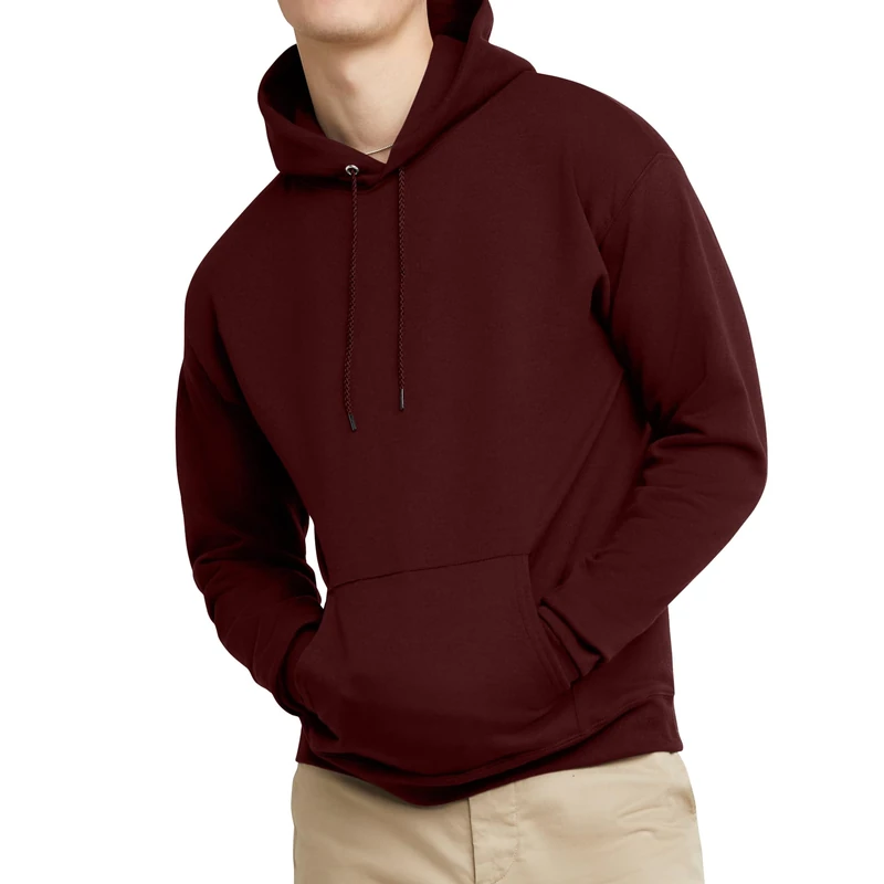 Hanes EcoSmart Hoodie, Midweight Fleece, Pullover Hooded Sweatshirt for Men, Mulled Berry, XXL