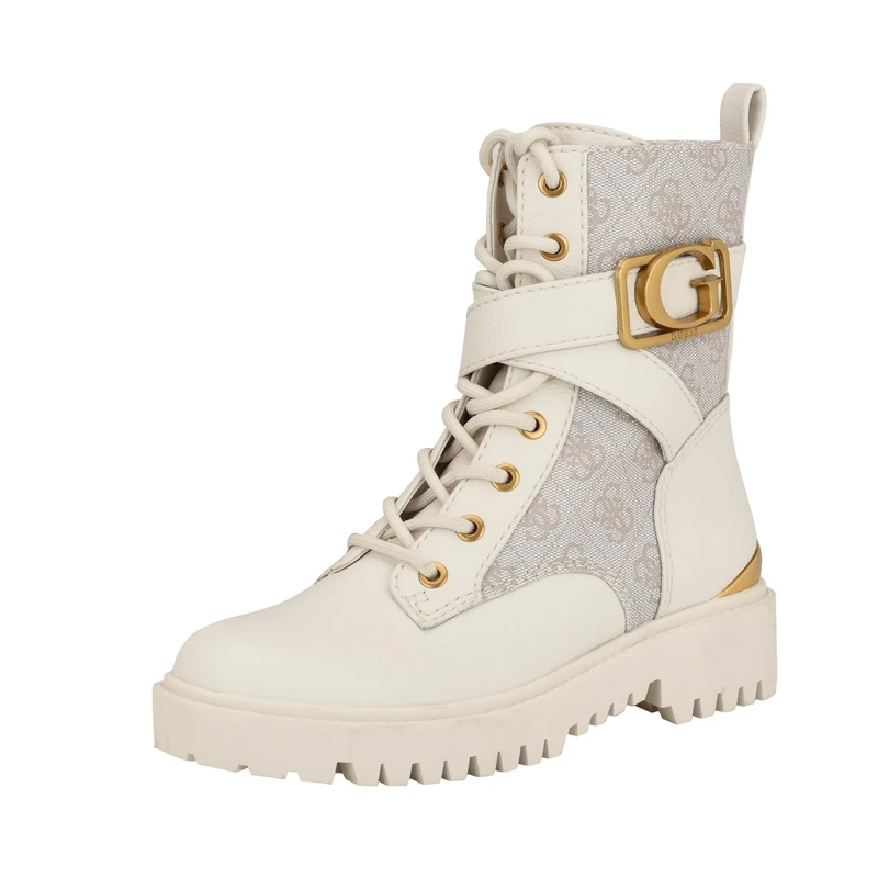 GUESS Women's Orana Combat Boot, Dove 150, 8 UK
