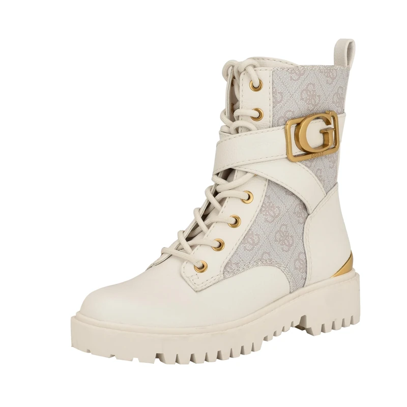 GUESS Women's Orana Combat Boot, Dove 150, 6 UK