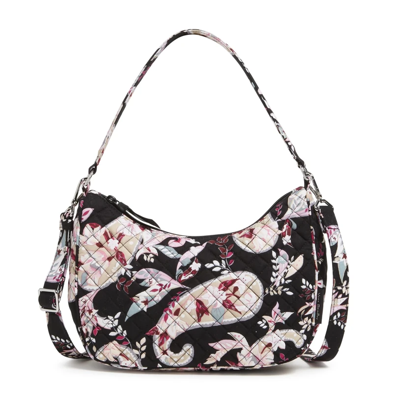 Vera Bradley Women's Cotton Frannie Crescent Crossbody Purse, Botanical Paisley, One Size