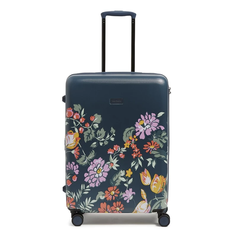 Vera Bradley Women's Hardside Rolling Suitcase Luggage, Fresh-Cut Floral Green, 26" Check in, Hardside Rolling Suitcase Luggage
