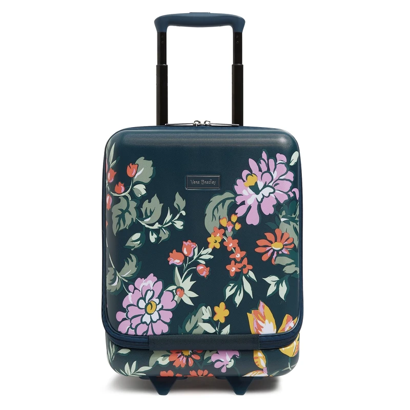 Vera Bradley Women's Hardside Underseat Rolling Suitcase Luggage, Fresh-Cut Floral Green, One Size