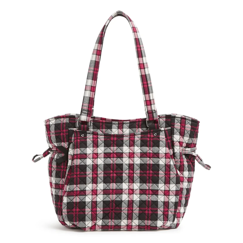 Vera Bradley Women's Cotton Glenna Satchel Purse, Fireplace Plaid, One Size