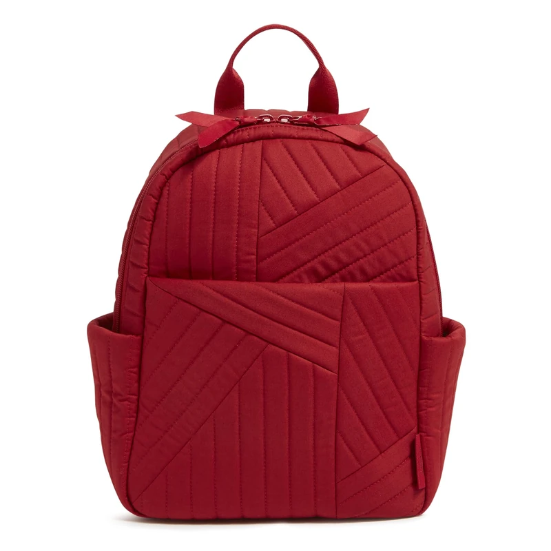Vera Bradley Women's Cotton Small Backpack Bookbag, Cardinal Red, One Size