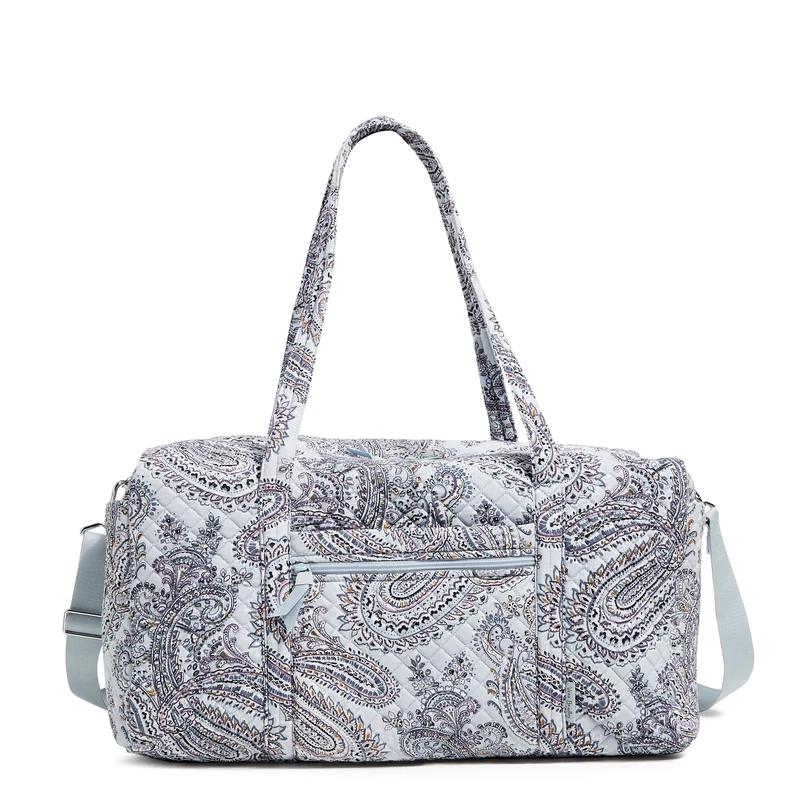 Vera Bradley Women's Cotton Large Travel Duffel Bag, Soft Sky Paisley, One Size