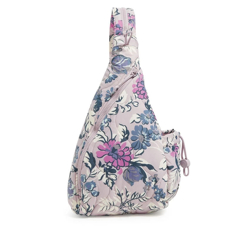 Vera Bradley Women's Featherweight Sling Backpack Bookbag, Fresh-Cut Floral Lavender, One Size