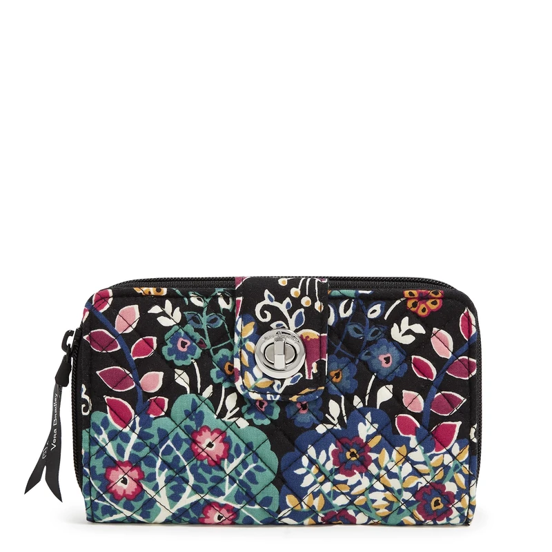 Vera Bradley Women's Cotton Turnlock Wallet with RFID Protection, Enchantment, One Size