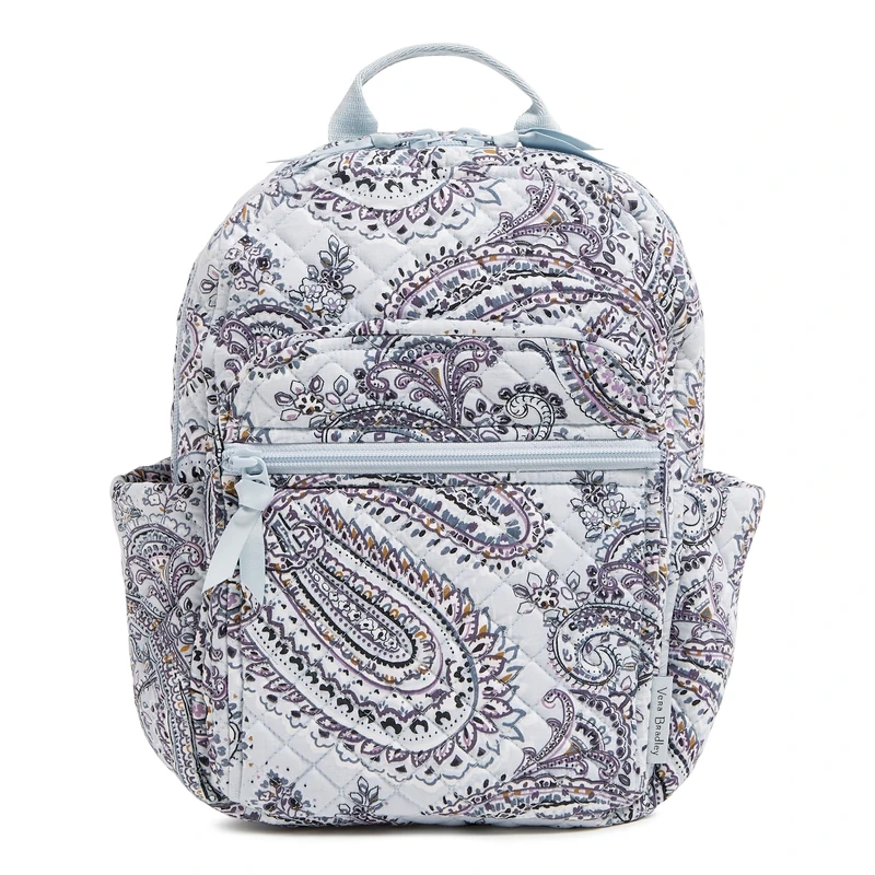 Vera Bradley Women's Cotton Small Backpack, Soft Sky Paisley, One Size