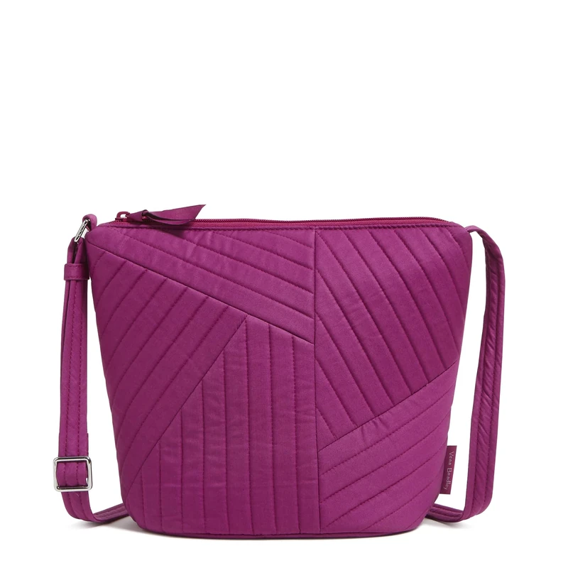 Vera Bradley Women's Cotton Bucket Crossbody Purse, Dark Raspberry, One Size