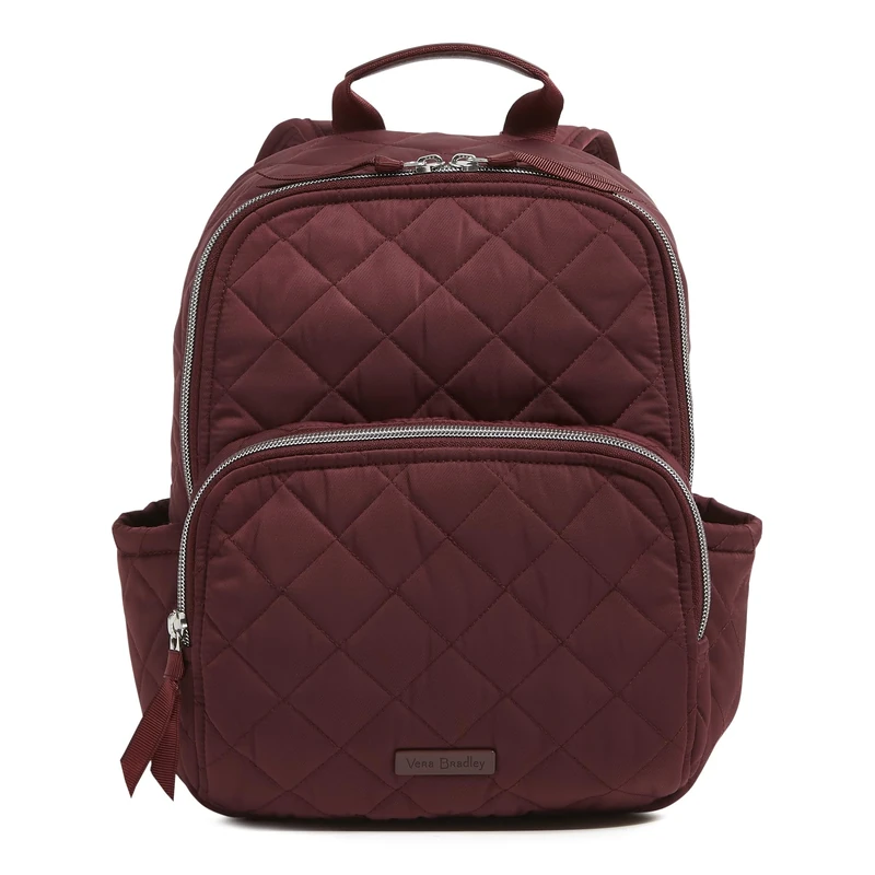 Vera Bradley Women's Performance Twill Small Backpack Bookbag, Raisin, One Size