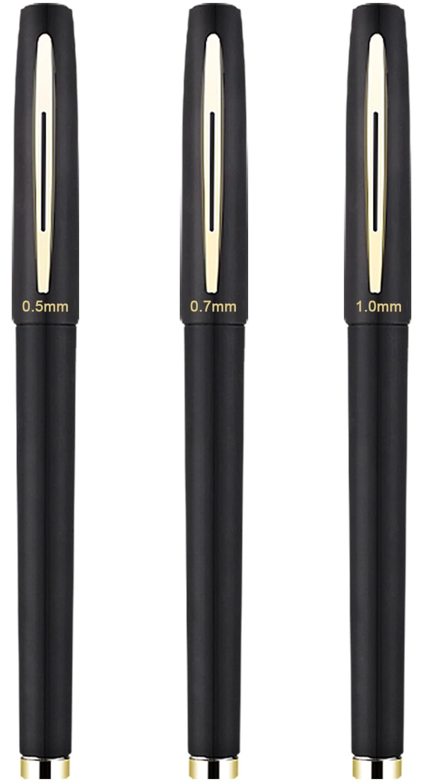 Pens Black Ink Rollerball Pen 0.5mm 0.7mm 1.0mm Point for School Office Business - Pack of 3