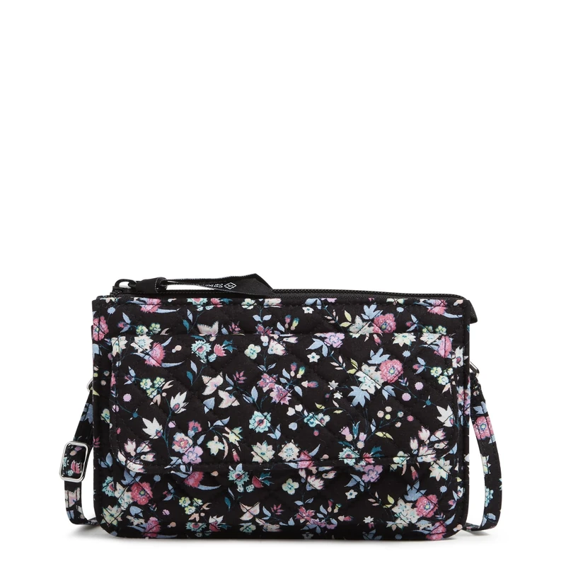 Vera Bradley Women's Cotton Wallet Crossbody Purse with RFID Protection, Botanical Ditsy, One Size