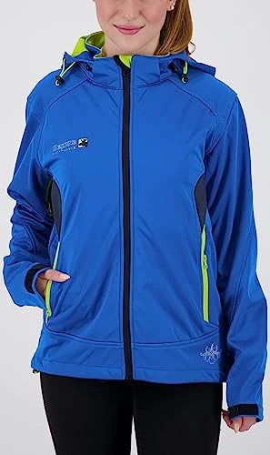 Deproc Active Women's Downton Peak Softshell Removable Hood Transition Jacket Windbreaker, Blue, 48 (EU)