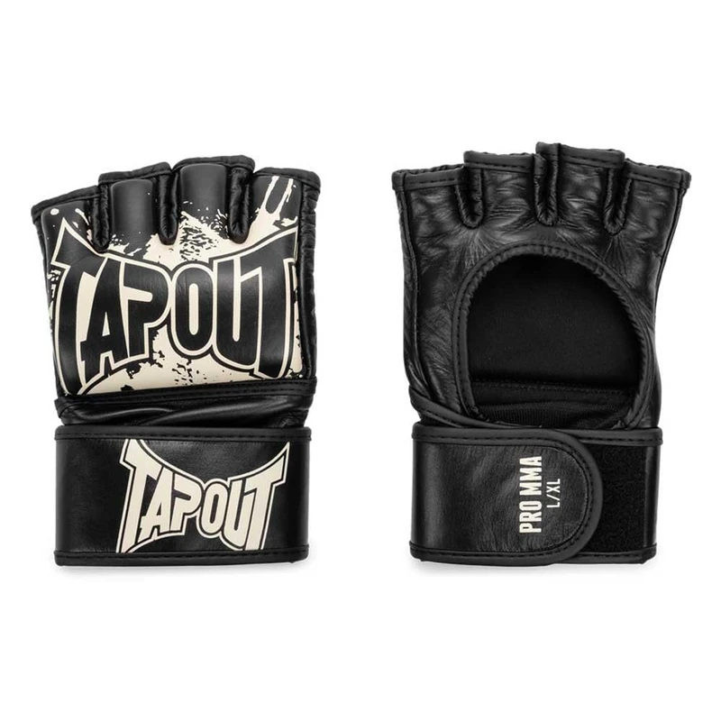 Tapout MMA Pro Fight Leather Gloves (1 Pair) PRO MMA, Black/Ecru, S, 960005