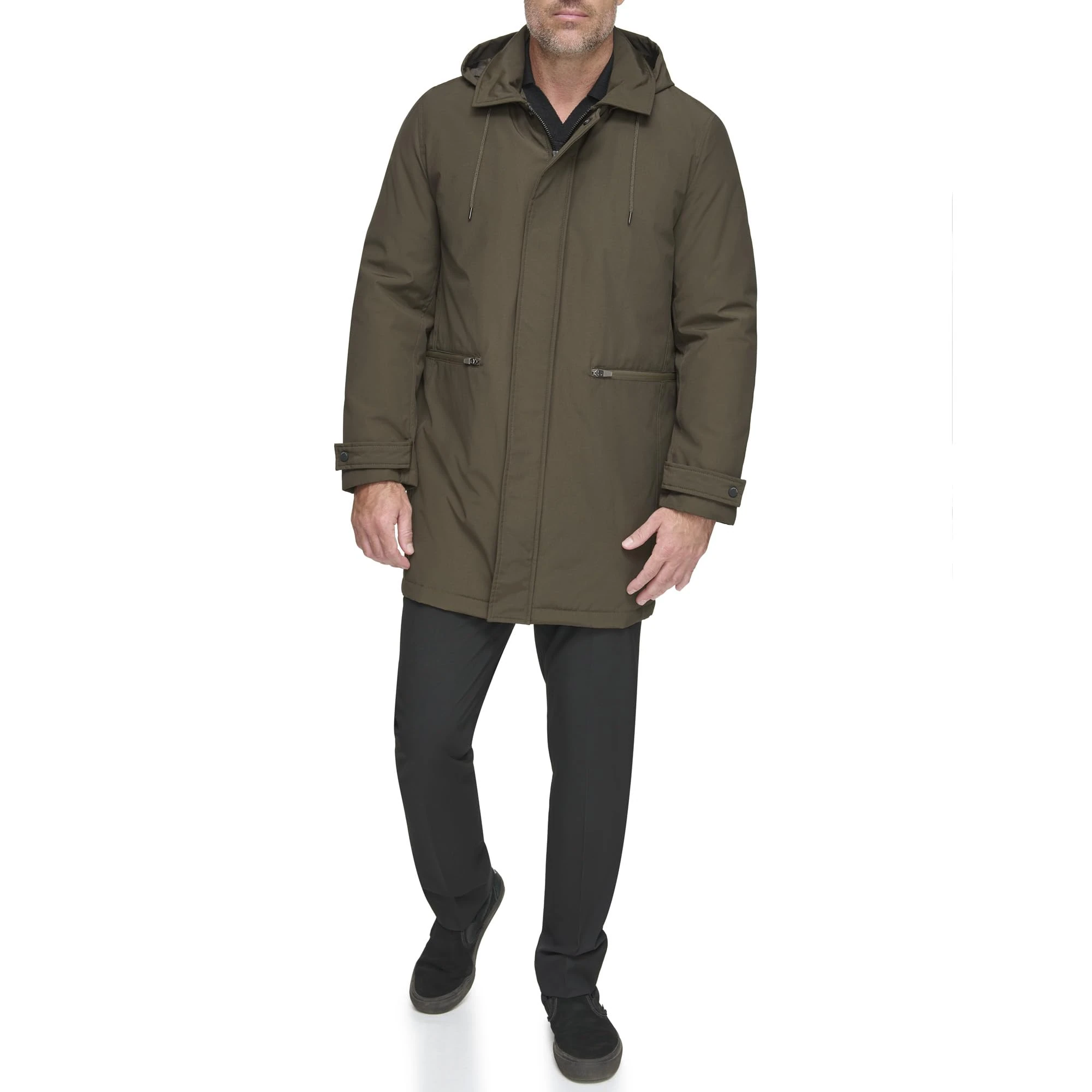 Andrew Marc Men's Rain Jacket Down Outerwear Coat, Mac Style Jug, XL