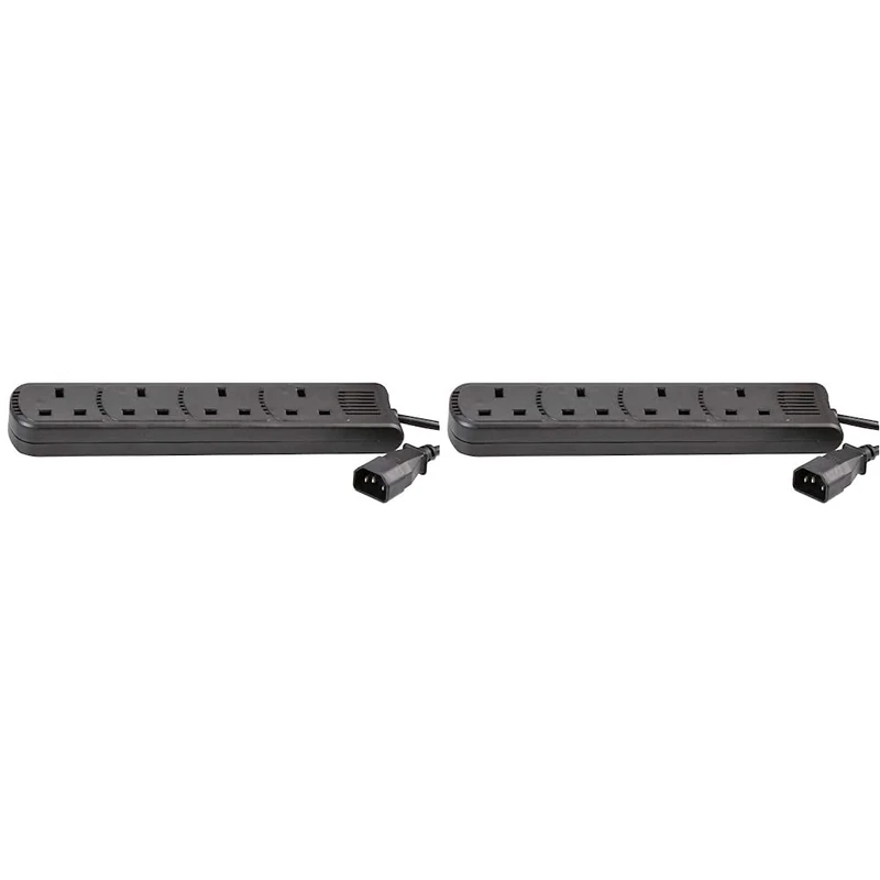 PRO ELEC PEL01206 IEC C14 Plug to 4-Gang mains Extension Lead 2m, Black (Pack of 2)