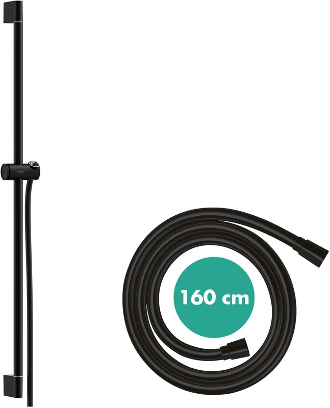 Hansgrohe 24401670 Unica bar Pulsify S 90 cm with Push Slider and Isiflex Hose 160 cm, matt Black, Shower Rail 90cm