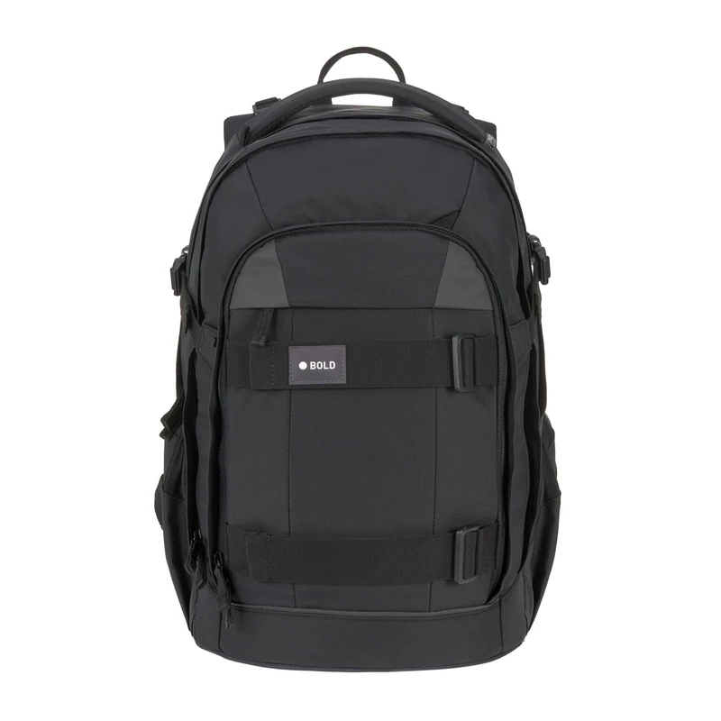 LÄSSIG Bold School Bag with Reflectors and Height-Adjustable Back Section, Black, Classic