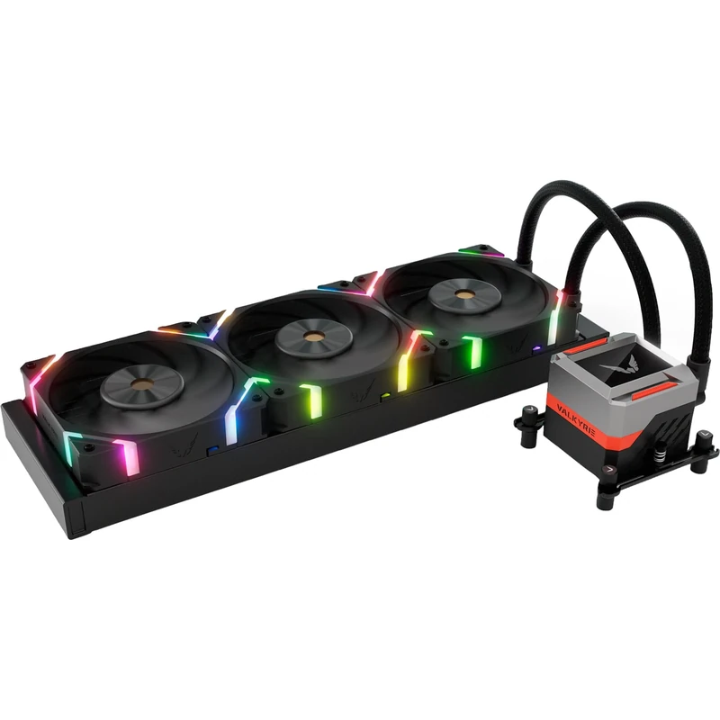 Valkyrie Syn 360 ARGB 360mm AIO CPU Liquid Cooler – 2.4" LCD Screen – 3×120mm ARGB PWM Fans – 250W TDP – AMD AM5, AM4 – INTEL LGA 1851, 1700, 1200/1151 Compatible – Sync Ready | Black