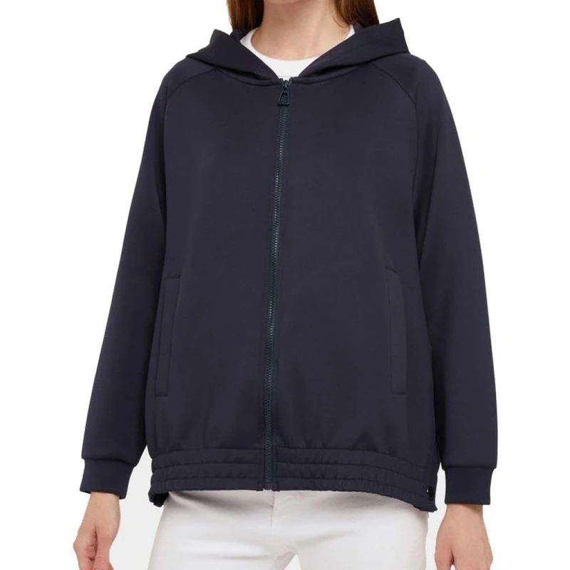Geox Women's W Sweater Hood Zip, Blazer Navy, M