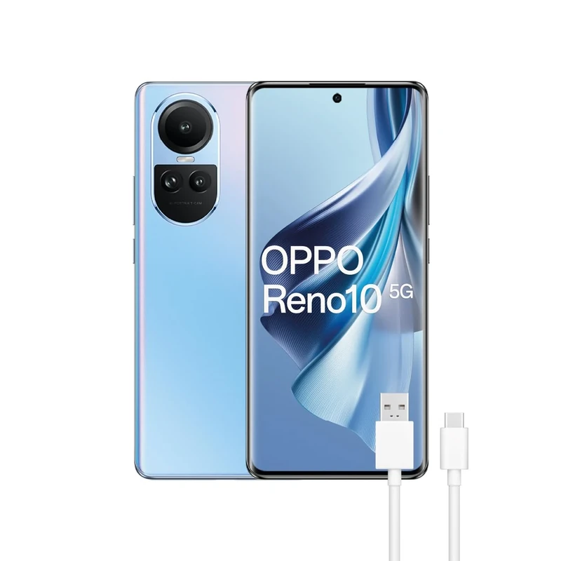 OPPO Reno10 5G Unlocked Smartphone 8GB+256GB 6.7" AMOLED Display, 64+8+32MP Camera, Android, 5000mAh Battery, 67W Fast Charge - Blue