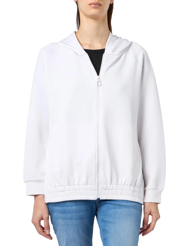 Geox Women's W Sweater Hood Zip, hochweiß, M