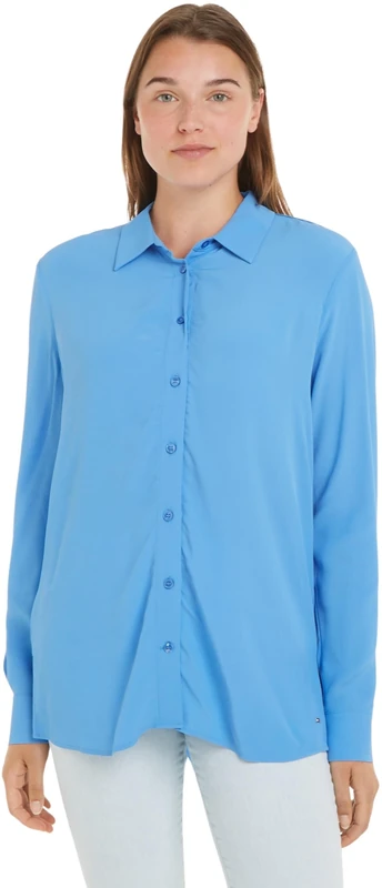 Tommy Hilfiger Women Blouse Crepe Shirt Elegant, Blue (Blue Spell), 38