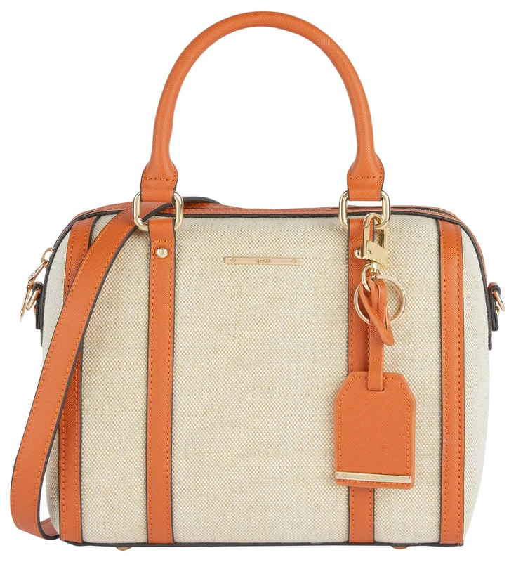 Geox Women's D Zene S A Bag, Beige/Orange, Beige/Orange, cm 24 x 15 x 22