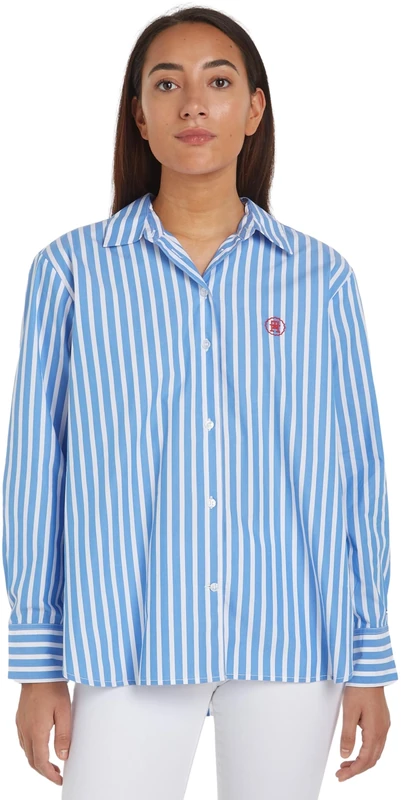 Tommy Hilfiger Women Long-Sleeve Shirt, Blue (Bold STP/Blue Spell), 38