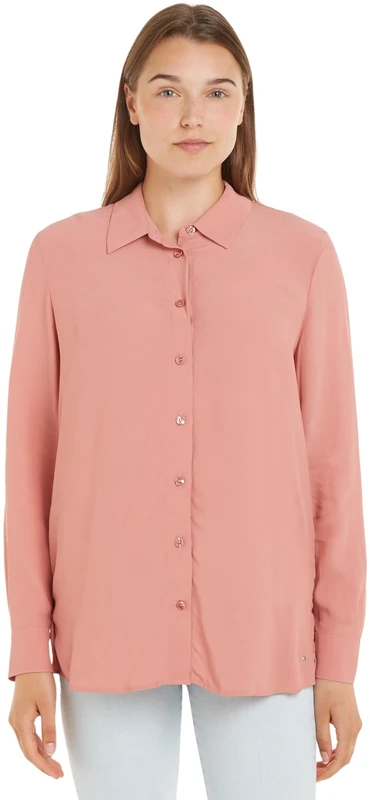 Tommy Hilfiger Women Blouse Crepe Shirt Elegant, Pink (Teaberry Blossom), 44
