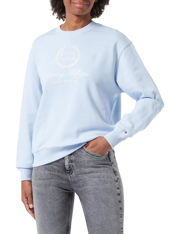 Tommy Hilfiger Women Sweatshirt without Hood, Blue (Breezy Blue), XXS